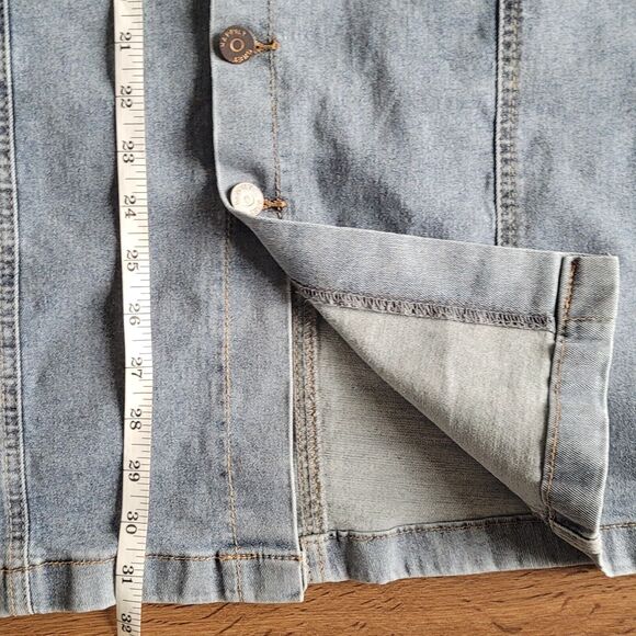 NEW Denim Maxi Skirt Sz 11 29 Button Front Happily Grey Boho Stretch Modest - Picture 8 of 16